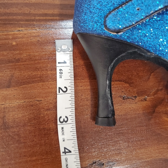 Burju Latin Dance Shoe Women's 9.5 Blue Glitter Sparkle Peep Toe Salsa - Picture 13 of 14